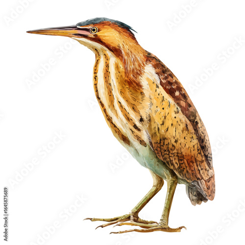 A watercolor painting of Bittern, vector illustration on white background.