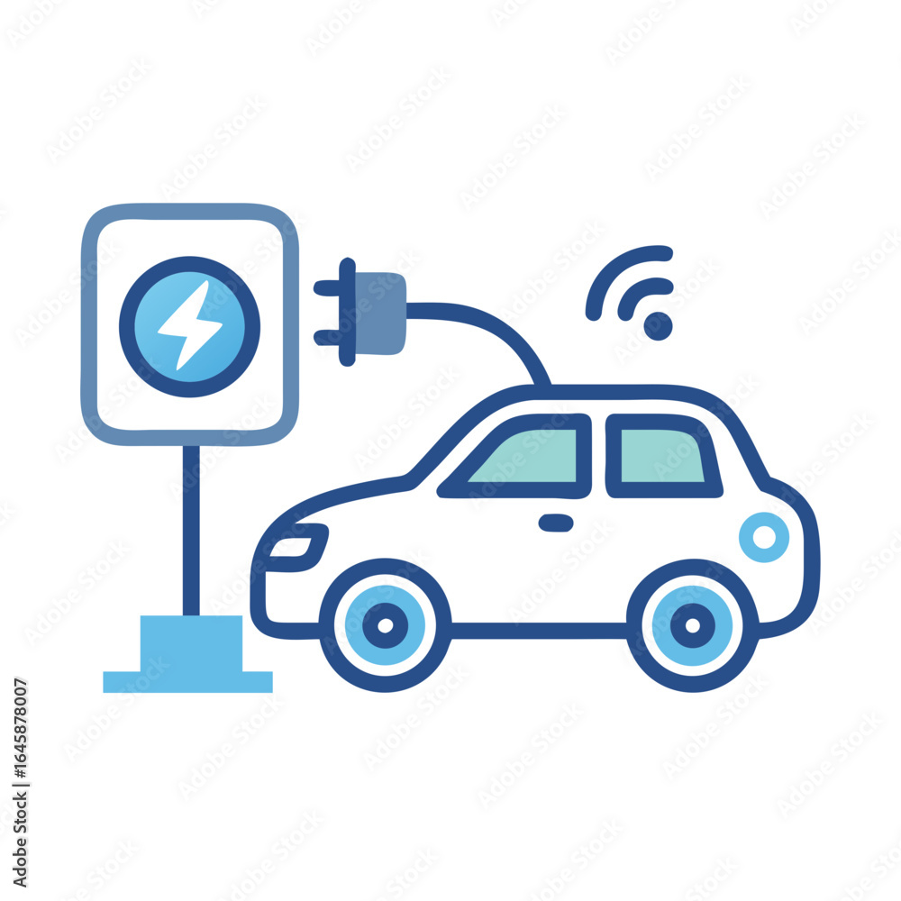 Naklejka premium Electric Vehicle (EV) Charging Station for Clean Transportation