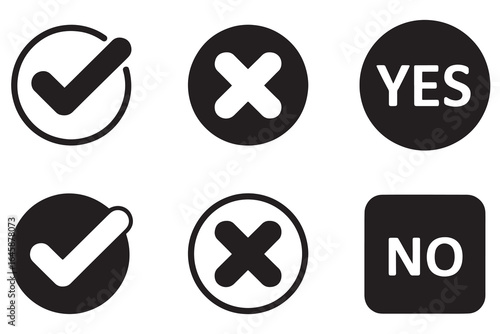 Yes No Check and Cross Marks Representing Agreement Rejection and Choices in Business and Data Communication