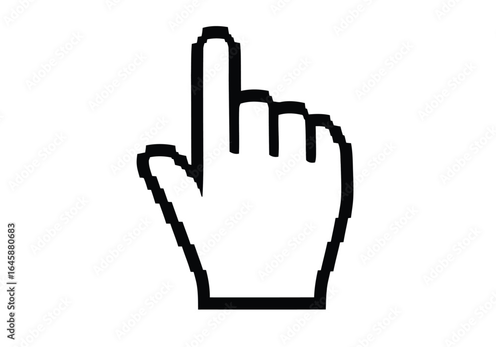 Obraz premium A white hand cursor pointing upwards isolated on white background