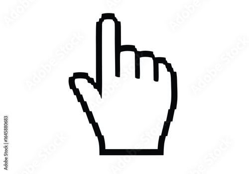 A white hand cursor pointing upwards isolated on white background