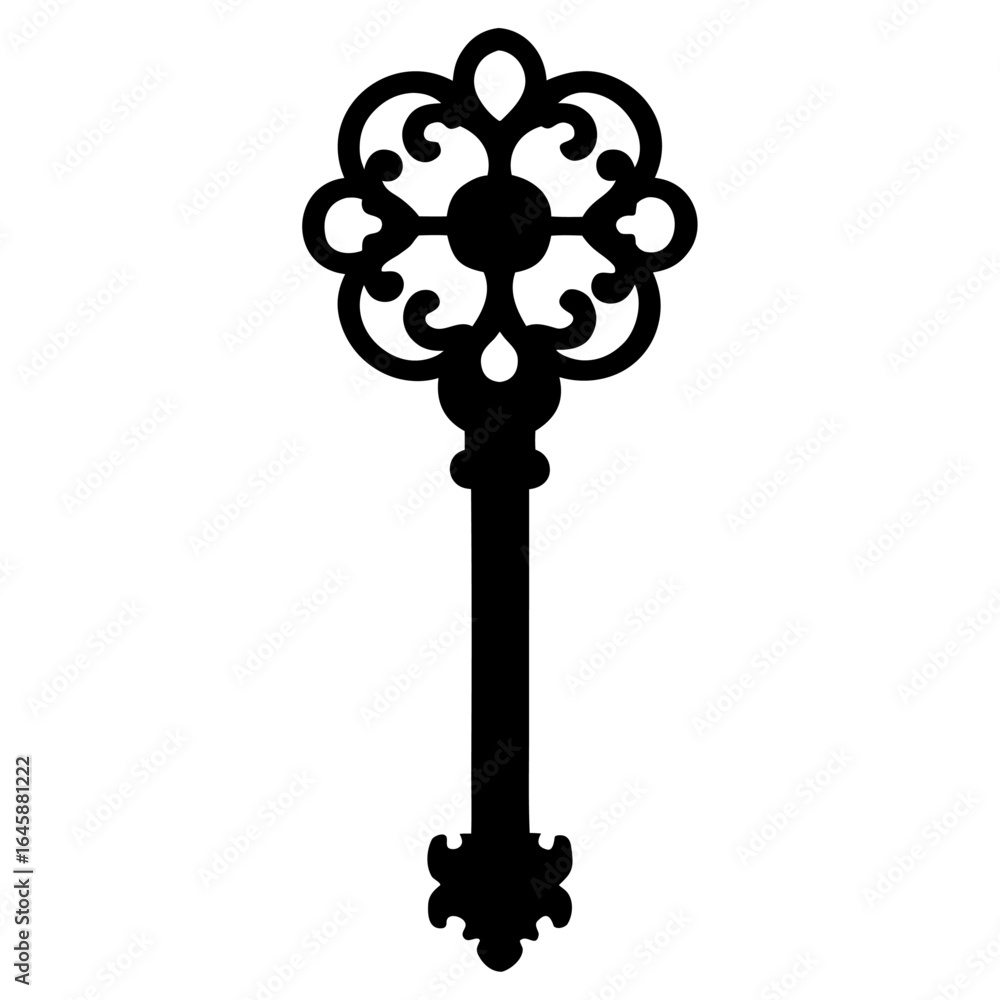 Obraz premium Black vector silhouettes of vintage key