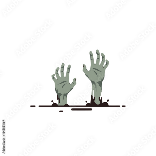 Zombie hands emerging from the ground.