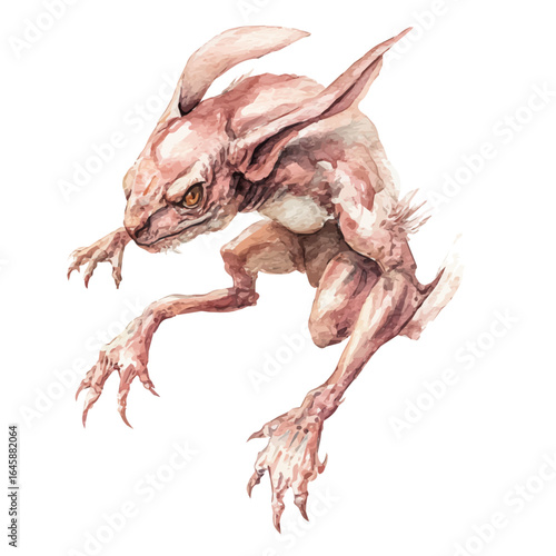 Chupacabra, watercolor painting, vector illustration, isolated on a white background.