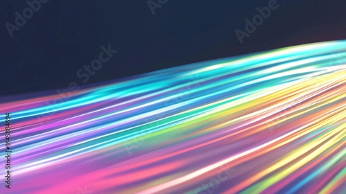 Colorful light trails representing fast data transfer across a dark background, technology and digital speed concept