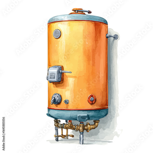 A watercolor painting of Water Heater, vector illustration on white background.