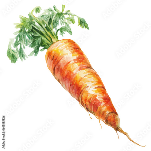 Carrot, watercolor painting, vector illustration, isolated on a white background.