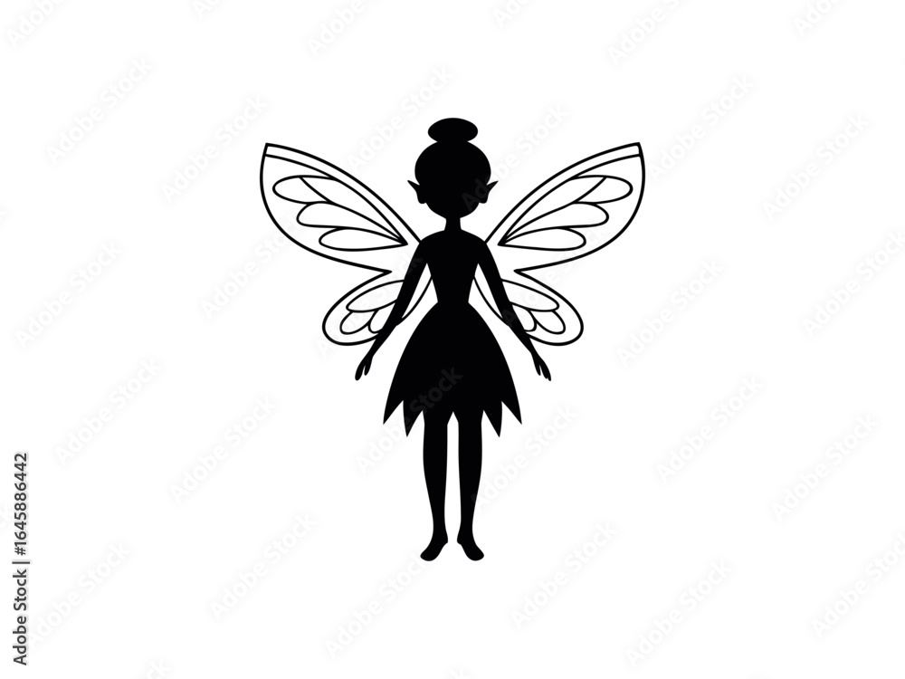 Fototapeta premium Flying Fairy Silhouette with Open Palm