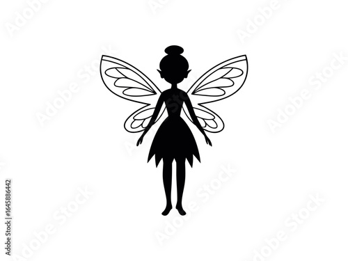 Flying Fairy Silhouette with Open Palm