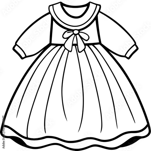 Cute Baby Gown Outline Vector