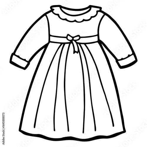 Cute Baby Gown Outline Vector