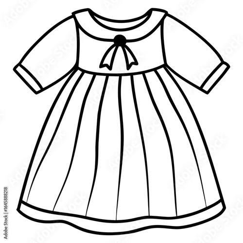 Cute Baby Gown Outline Vector