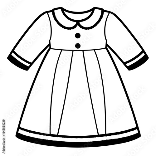 Cute Baby Gown Outline Vector