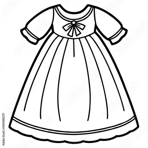 Cute Baby Gown Outline Vector