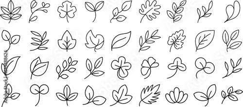 Set of  leaves icon, leaf, silhouette, renewable, planet, health, signs, graphic, recycling, solar, earth, environmental, cut-out, drawing and more vector illustration
