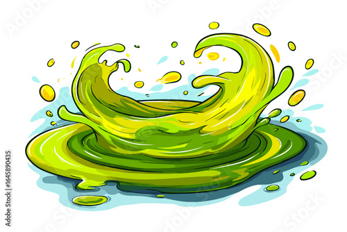 Vibrant Green Liquid Splash Illustration for Creative Projects