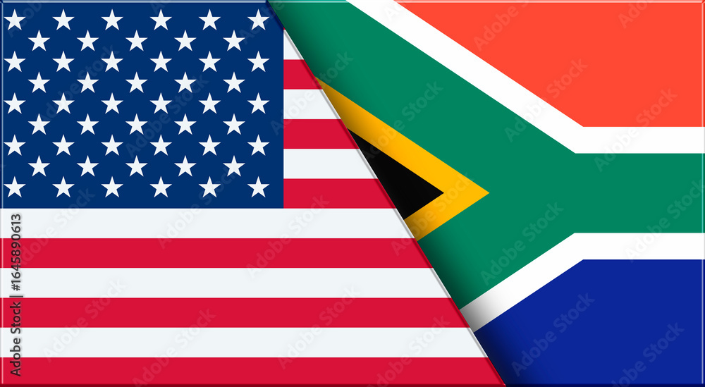 Fototapeta premium Flags of USA and South Africa. United States and South African National flag
