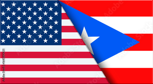 Flags of USA and Puerto Rico. United States and Puerto Rican National flags