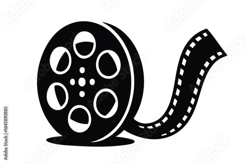 Classic Film Reel Silhouette Illustration Symbol of Cinema and Entertainment Industry Artistic Icon for Movie Production