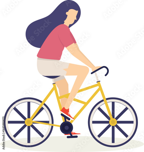 vector illustration of a woman riding bicycle