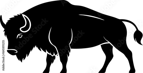 Prehistoric Cave Painting of a Bison Silhouette Vector