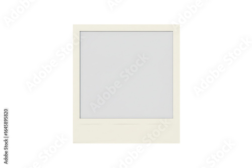 Blank instant polaroid picture frame with a subtle beige border, isolated on transparent background for memory, nostalgia, and creative design