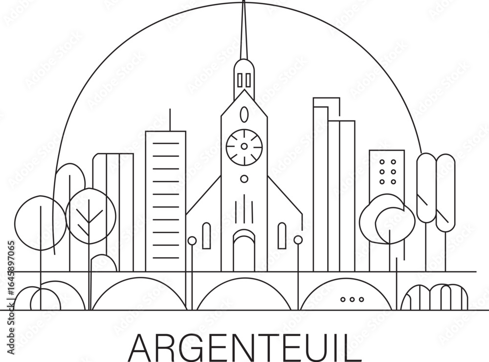 Obraz premium Argenteuil City Line Draw Simple Minimalist
