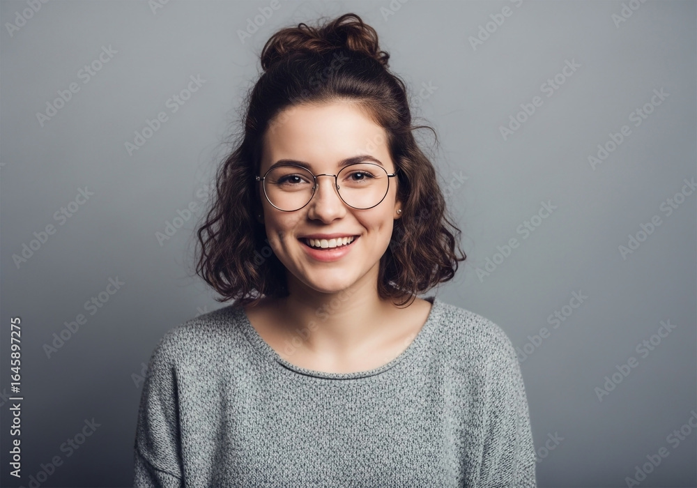 Fototapeta premium A young woman, light-skinned and in her late teens or early twenties, is the central subject