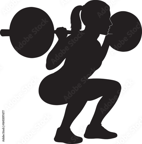 Silhouette of Woman Powerlifting in Deep Squat Position