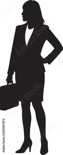 Silhouette of Confident Businesswoman Holding Briefcase