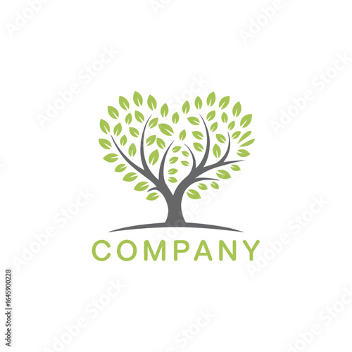 Heart shaped tree of life logo for nature and wellness company.