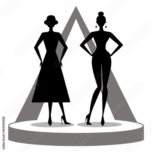 Silhouette vector illustration of girls' fashion show
