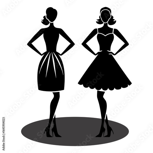 Silhouette vector illustration of girls' fashion show