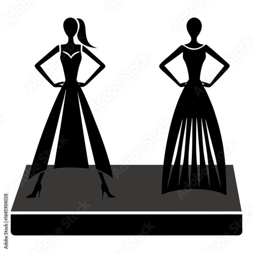 Silhouette vector illustration of girls' fashion show