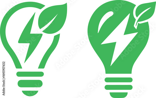 Green energy light bulb illustration for eco friendly power and sustainable electricity solutions concept design
