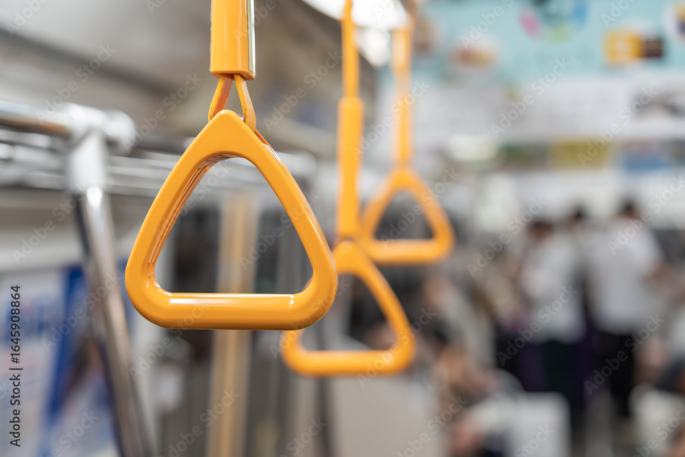 Handles for standing passenger inside a railway. Handles for standing passenger inside a railway.