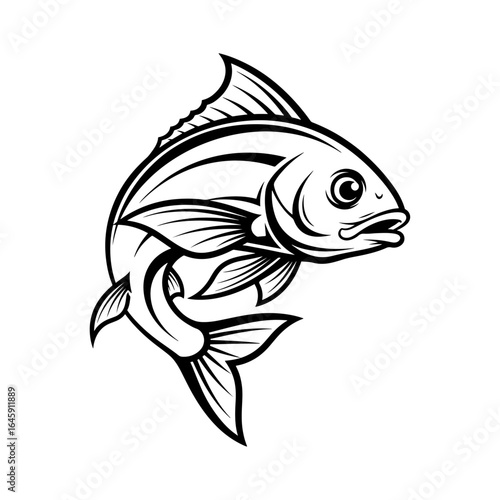 A minimalist vector illustration of a fish, a marine animal, that emphasizes clean lines and simple shapes. This graphic is great for aquariums, fishing, and fish markets.