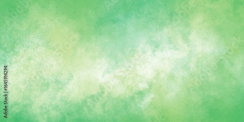 Abstract green watercolor grunge texture with vintage leaf patterns and bright sky-blue accents. Sky blue watercolor texture. Light green and white color background. watercolor digital art painting. 
