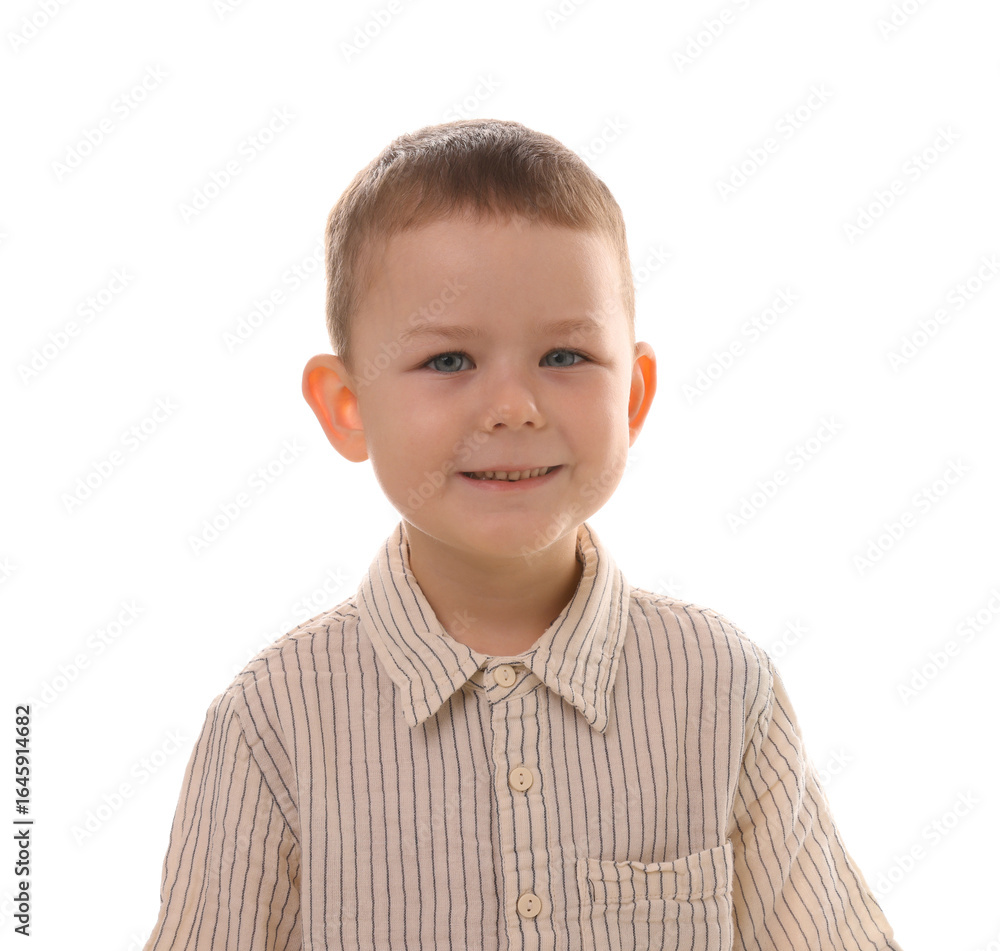 Portrait of smiling boy on white background Portrait of smiling boy on white background