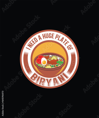 Biryani Illustration Design For T-shirt, EPS, VECTOR
