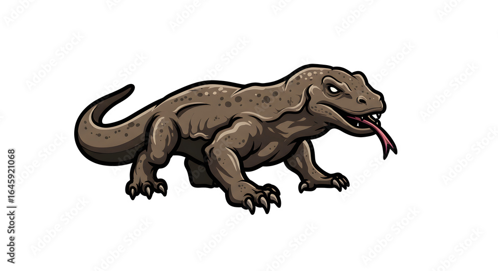 Fototapeta premium Komodo Dragon Logo Vector Animal Illustration - Fierce Reptile Design