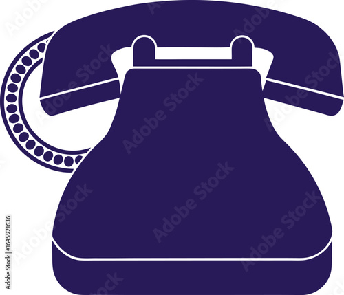 Retro purple telephone handset isolated on white background