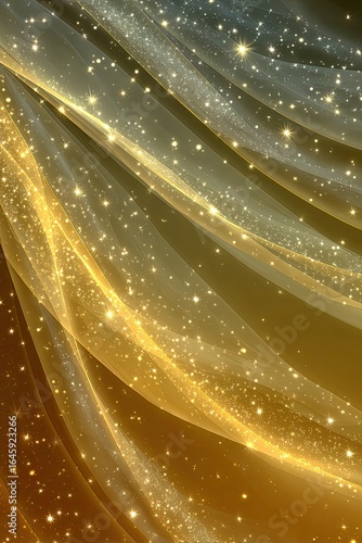 Gold shimmering fabric drapes