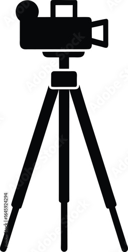camera tripod silhouette vector art illustration