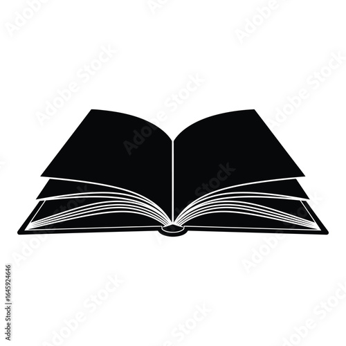 Silhouette vector art of open book silhouette isolated on white background
