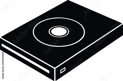 cd dvd drive silhouette vector art illustration