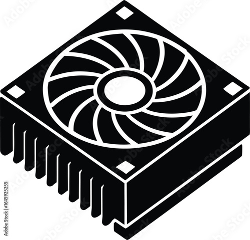 cpu cooler silhouette vector art illustration