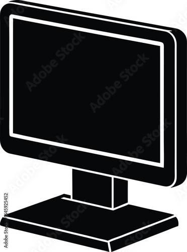 desktop computer silhouette vector art illustration