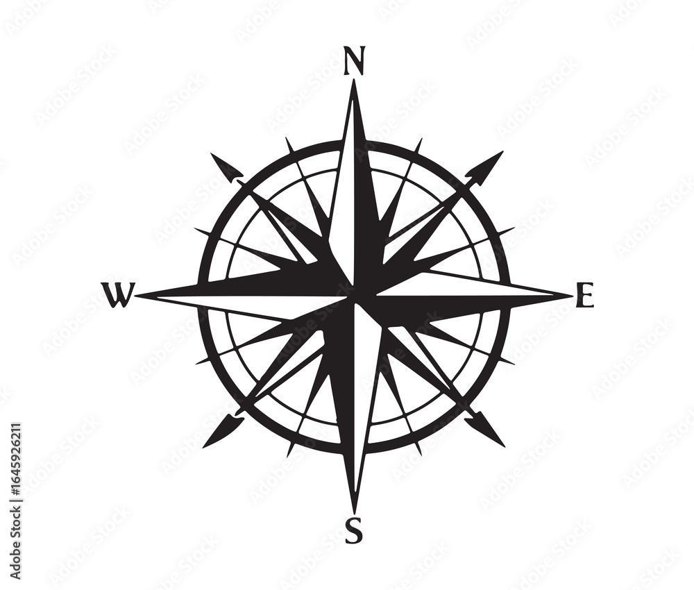 Naklejka premium Compass silhouette icon.