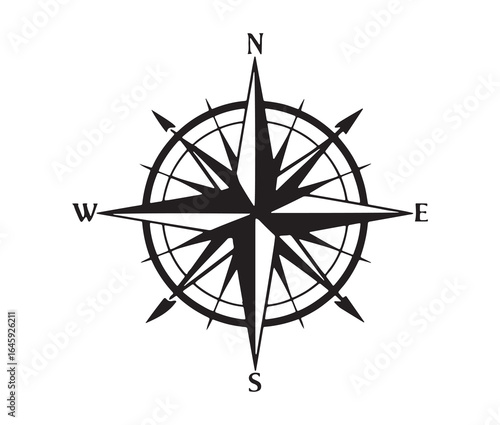 Compass silhouette icon.